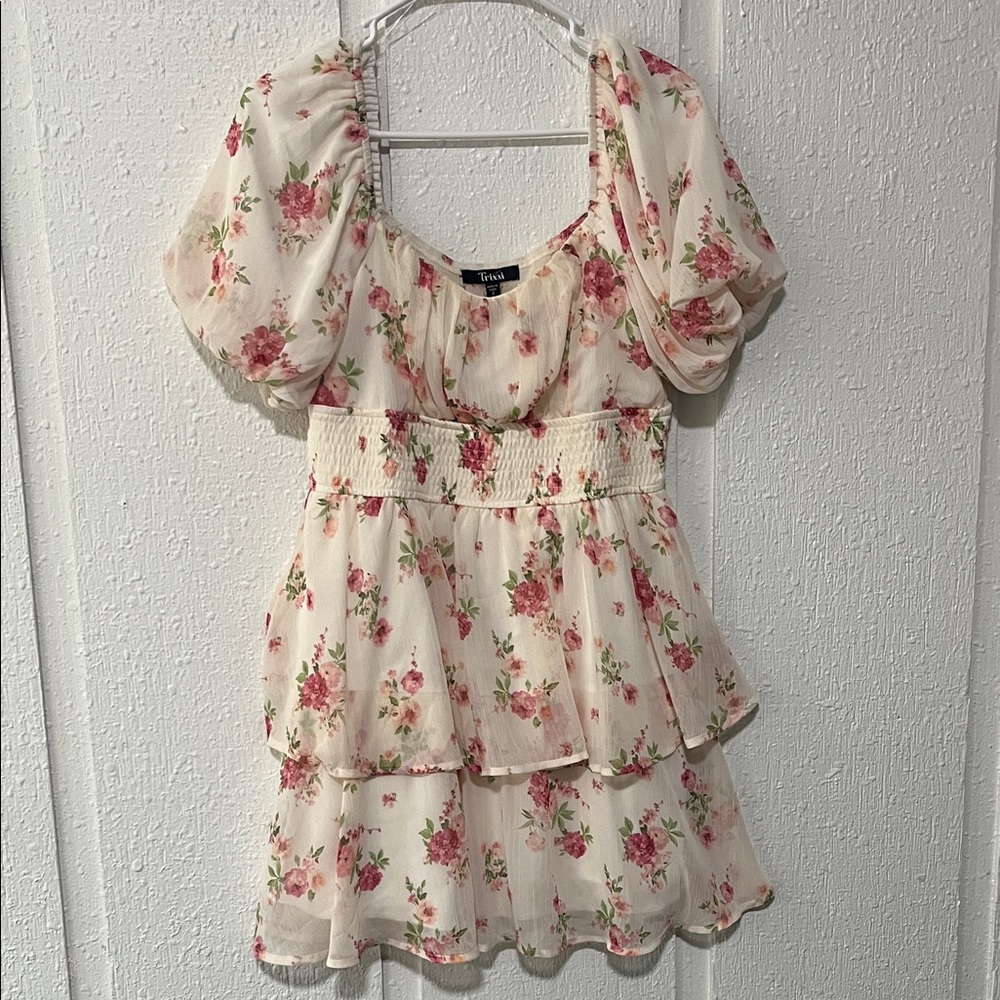 Light Pink Floral Tiered Dress